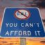 DUI you can't afford it road sign